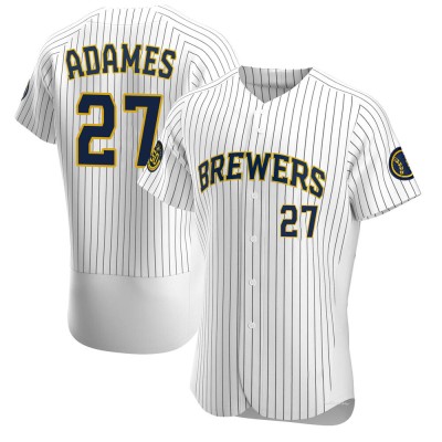 Men's Willy Adames Milwaukee Brewers Authentic White Alternate Jersey