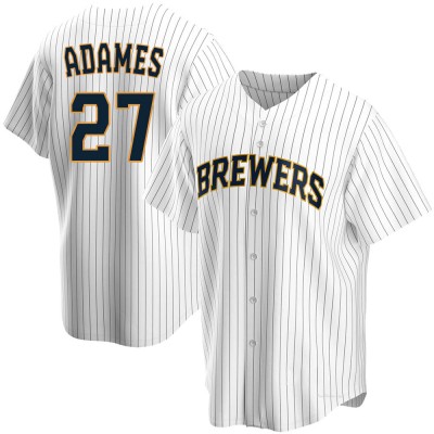 Men's Willy Adames Milwaukee Brewers Replica White Home Jersey