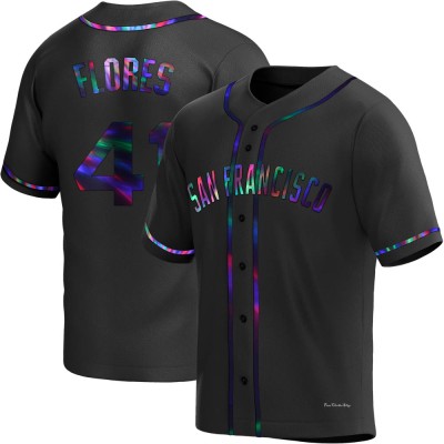 Men's Wilmer Flores San Francisco Giants Replica Black Holographic Alternate Jersey