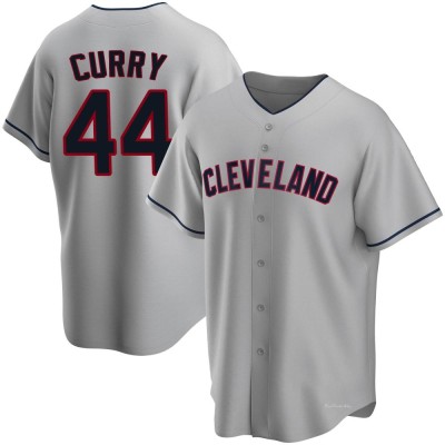 Men's Xzavion Curry Cleveland Guardians Replica Gray Road Jersey