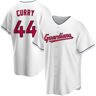 Men's Xzavion Curry Cleveland Guardians Replica White Home Jersey