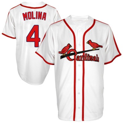 Men's Yadier Molina St. Louis Cardinals Authentic White Throwback Jersey