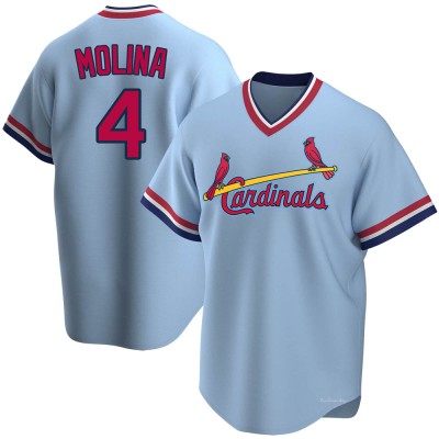 Men's Yadier Molina St. Louis Cardinals Replica Light Blue Road Cooperstown Collection Jersey