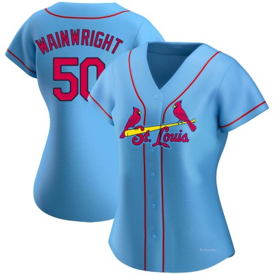 Women's Adam Wainwright St. Louis Cardinals Authentic Light Blue Alternate Jersey