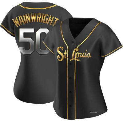 Women's Adam Wainwright St. Louis Cardinals Replica Black Golden Alternate Jersey