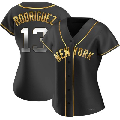 Women's Alex Rodriguez New York Yankees Replica Black Golden Alternate Jersey