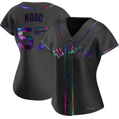 Women's Alex Wood San Francisco Giants Replica Black Holographic Alternate Jersey