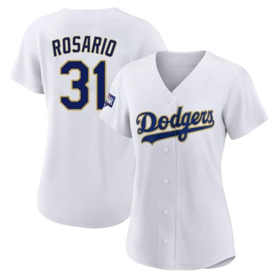 Women's Amed Rosario Los Angeles Dodgers Authentic White/Gold 2021 Gold Program Player Jersey