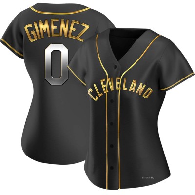 Women's Andres Gimenez Cleveland Guardians Replica Black Golden Alternate Jersey