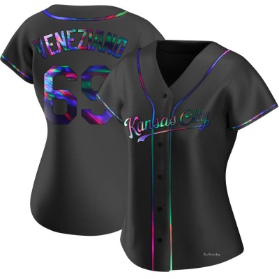 Women's Anthony Veneziano Kansas City Royals Replica Black Holographic Alternate Jersey