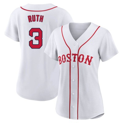 Women's Babe Ruth Boston Red Sox Authentic White 2021 Patriots' Day Jersey