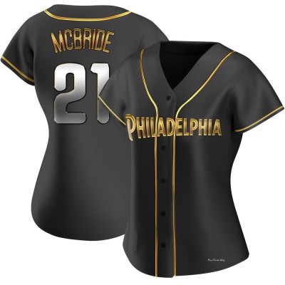 Women's Bake Mcbride Philadelphia Phillies Replica Black Golden Alternate Jersey