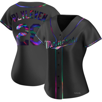 Women's Bert Blyleven Minnesota Twins Replica Black Holographic Alternate Jersey