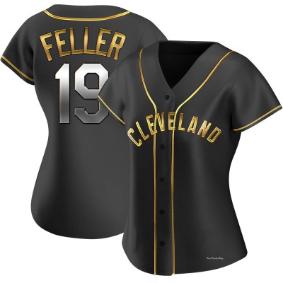 Women's Bob Feller Cleveland Guardians Replica Black Golden Alternate Jersey