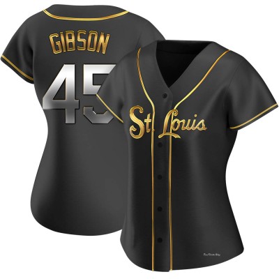 Women's Bob Gibson St. Louis Cardinals Replica Black Golden Alternate Jersey