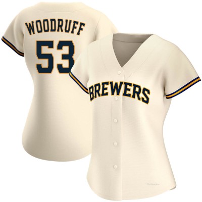 Women's Brandon Woodruff Milwaukee Brewers Authentic Cream Home Jersey