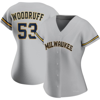 Women's Brandon Woodruff Milwaukee Brewers Authentic Gray Road Jersey