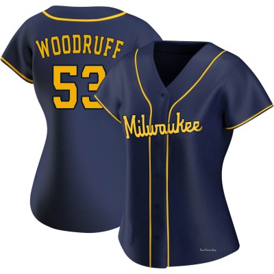 Women's Brandon Woodruff Milwaukee Brewers Authentic Navy Alternate Jersey