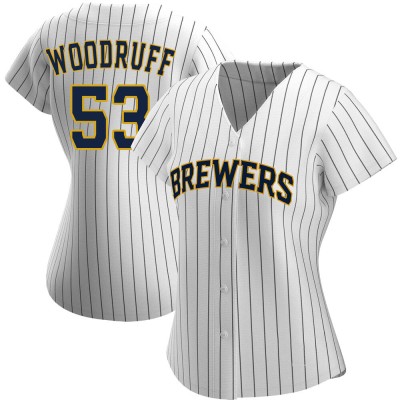 Women's Brandon Woodruff Milwaukee Brewers Replica White/Navy Alternate Jersey