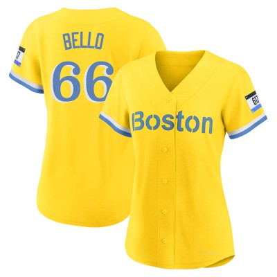 Women's Brayan Bello Boston Red Sox Authentic Gold/Light Blue 2021 City Connect Player Jersey