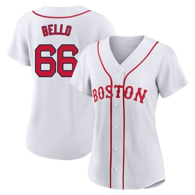 Women's Brayan Bello Boston Red Sox Authentic White 2021 Patriots' Day Jersey