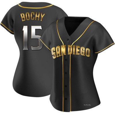 Women's Bruce Bochy San Diego Padres Replica Black Golden Alternate Jersey