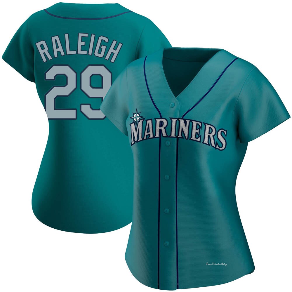 Women's Cal Raleigh Seattle Mariners Authentic Aqua Alternate Jersey