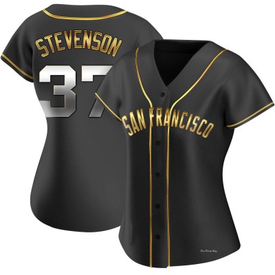 Women's Cal Stevenson San Francisco Giants Replica Black Golden Alternate Jersey