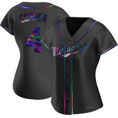 Women's Carlos Correa Minnesota Twins Replica Black Holographic Alternate Jersey