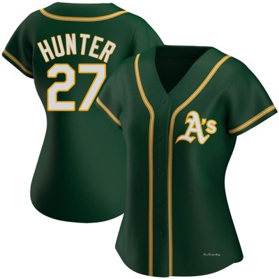 Women's Catfish Hunter Oakland Athletics Authentic Green Alternate Jersey