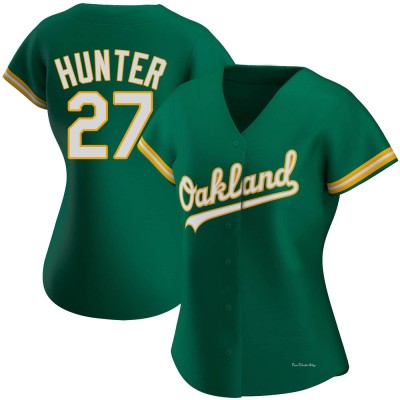 Women's Catfish Hunter Oakland Athletics Authentic Green Kelly Alternate Jersey