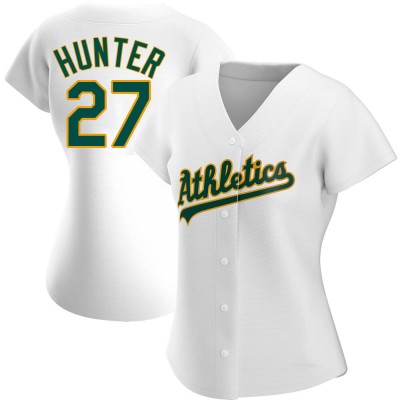 Women's Catfish Hunter Oakland Athletics Authentic White Home Jersey