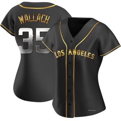 Women's Chad Wallach Los Angeles Angels Replica Black Golden Alternate Jersey