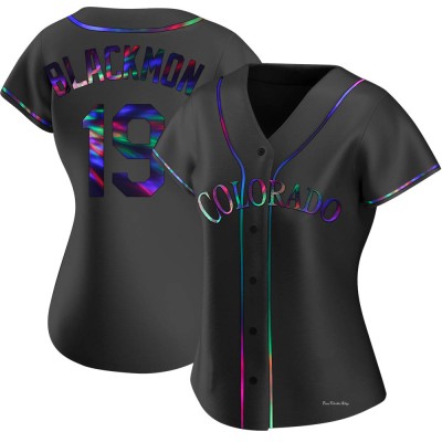 Women's Charlie Blackmon Colorado Rockies Replica Black Holographic Alternate Jersey