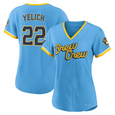 Women's Christian Yelich Milwaukee Brewers Authentic Blue Powder 2022 City Connect Jersey