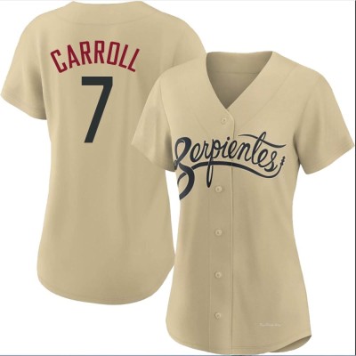 Women's Corbin Carroll Arizona Diamondbacks Authentic Gold 2021 City Connect Cool Base Jersey