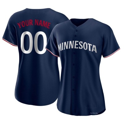 Women's Custom Minnesota Twins Authentic Navy Alternate Jersey