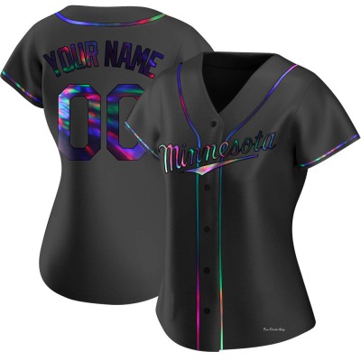 Women's Custom Minnesota Twins Replica Black Holographic Alternate Jersey