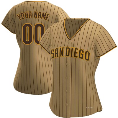 Women's Custom San Diego Padres Authentic Tan/Brown Alternate Jersey