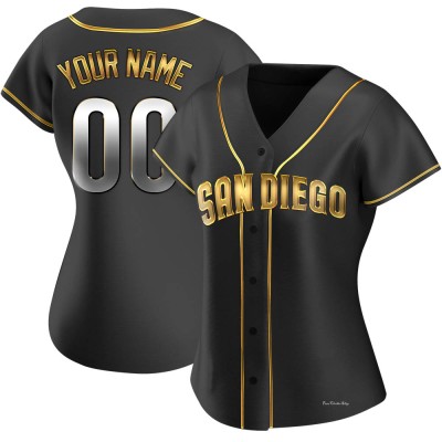 Women's Custom San Diego Padres Replica Black Golden Alternate Jersey