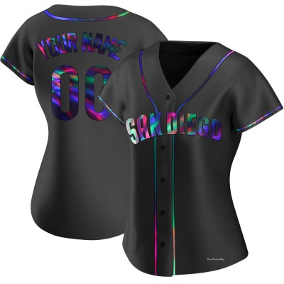 Women's Custom San Diego Padres Replica Black Holographic Alternate Jersey