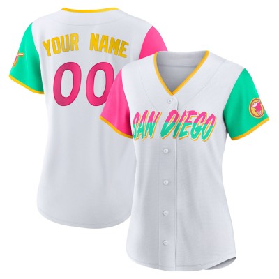 Women's Custom San Diego Padres Replica White 2022 City Connect Jersey