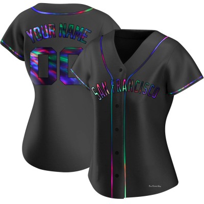 Women's Custom San Francisco Giants Replica Black Holographic Alternate Jersey