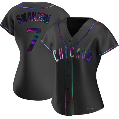 Women's Dansby Swanson Chicago Cubs Replica Black Holographic Alternate Jersey