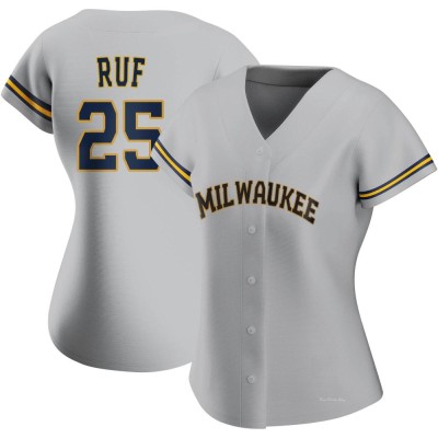 Women's Darin Ruf Milwaukee Brewers Authentic Gray Road Jersey