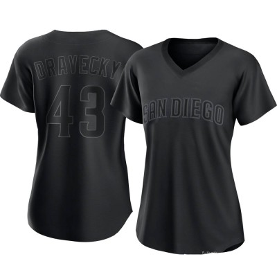 Women's Dave Dravecky San Diego Padres Authentic Black Pitch Fashion Jersey