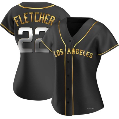 Women's David Fletcher Los Angeles Angels Replica Black Golden Alternate Jersey