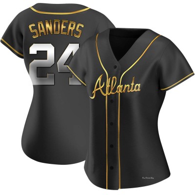 Women's Deion Sanders Atlanta Braves Replica Black Golden Alternate Jersey