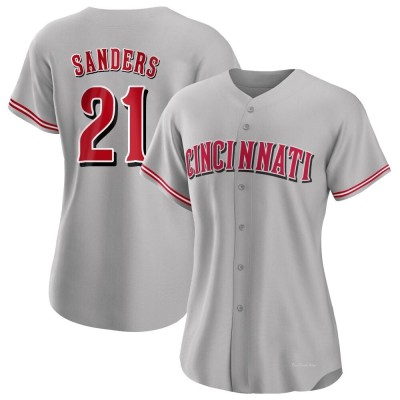 Women's Deion Sanders Cincinnati Reds Authentic Gray Road Jersey