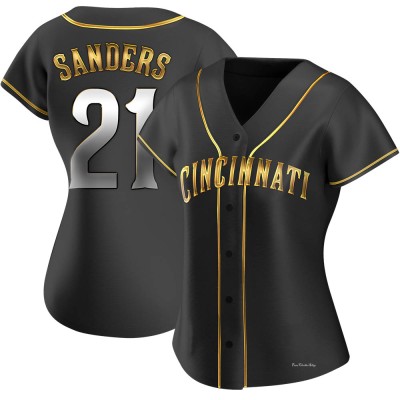 Women's Deion Sanders Cincinnati Reds Replica Black Golden Alternate Jersey